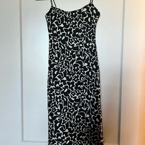 Zara Black and Cream Floral Midi Dress